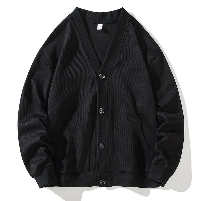 Men S V Neck Knitted Cardigan Sweatshirt Loose Casual Top
