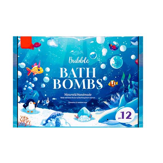 

12Pcs Fizzy Bath Bombs with Surprise Toy Easy Rinse Non-Staining Gentle Sea Salt Bath Soak for Kids Fun Daily Bath Gift for Children A