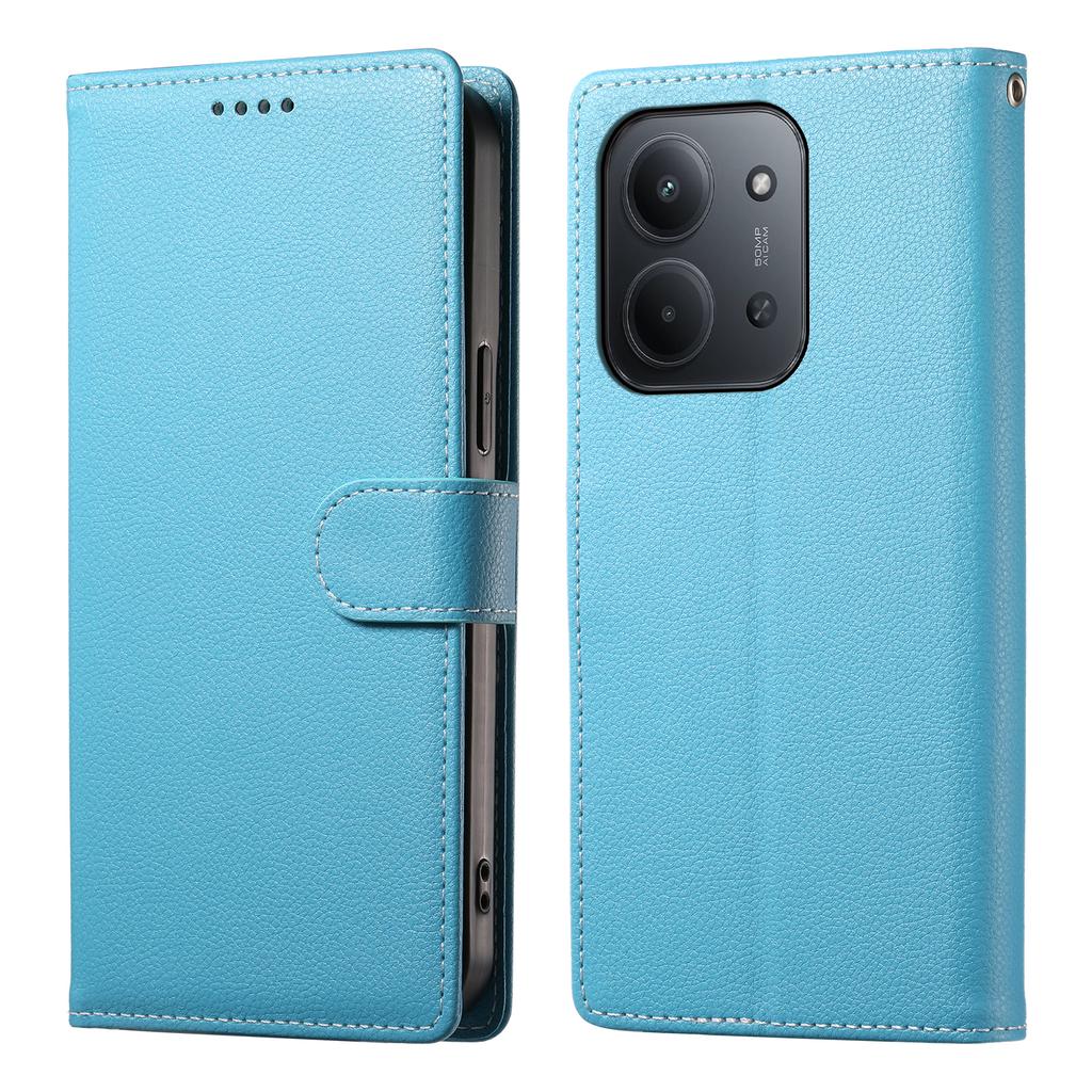 For Xiaomi Redmi 15C 5G (EU) (173mm)/4G (EU) (173mm) Case Magnetic Snap Litchi Texture Leather Wallet Phone Cover with Wrist Strap