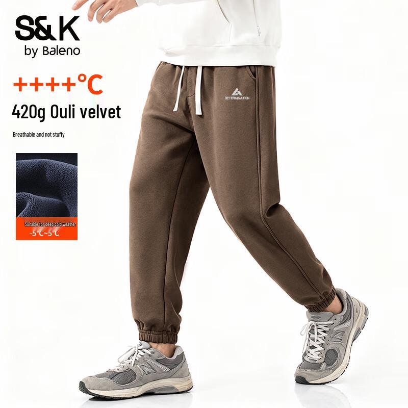 

Baleno Men s S&K Series Thickened Fleece-Lined Jogger Pants L