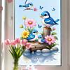 Watercolor Bird Window Sticker Cartoon Blue Birds Flowers Butterflies Double Sided Static Cling