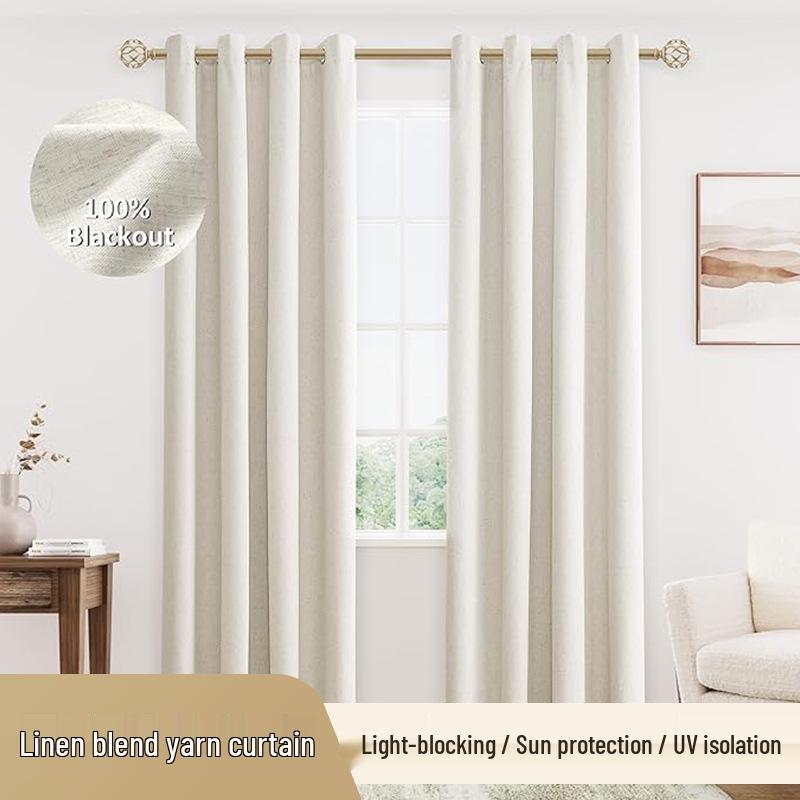 Cremefarbene Leinenmischung Transparente Vorhänge für Schlafzimmer und Wohnzimmer