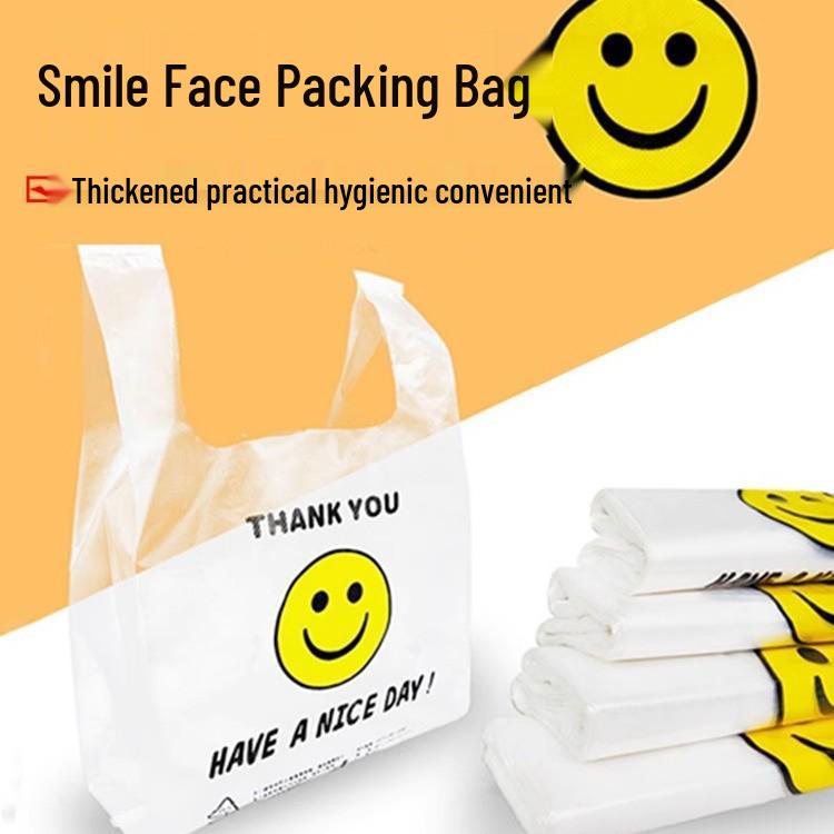 100 pcs Smiley Face Thick Transparent Plastic Food Bags with Free Shipping