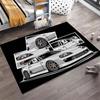 White JDM Sport Car Comic Collage Print Area Rug Non‑Slip Rectangular Floor Mat Car Fan Decor for Gaming Room Living Bedroom