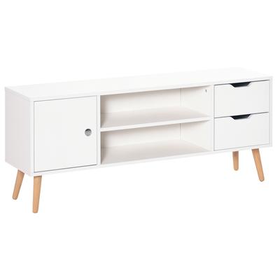 TV Stand for TVs Up To 50", TV Console Cabinet with Open Storage Shelf and Drawers for Living Room, Entertainment Room and Bedroom, White