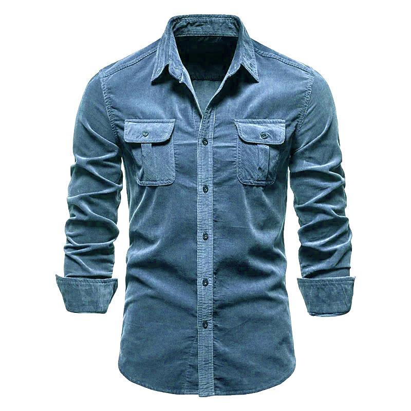 Herren Kord Langarm Hemdjacke, Business Slim Fit Lässiger Stil für Männer Weiches Kord Langarmhemd Herren Lässiges Oberteil