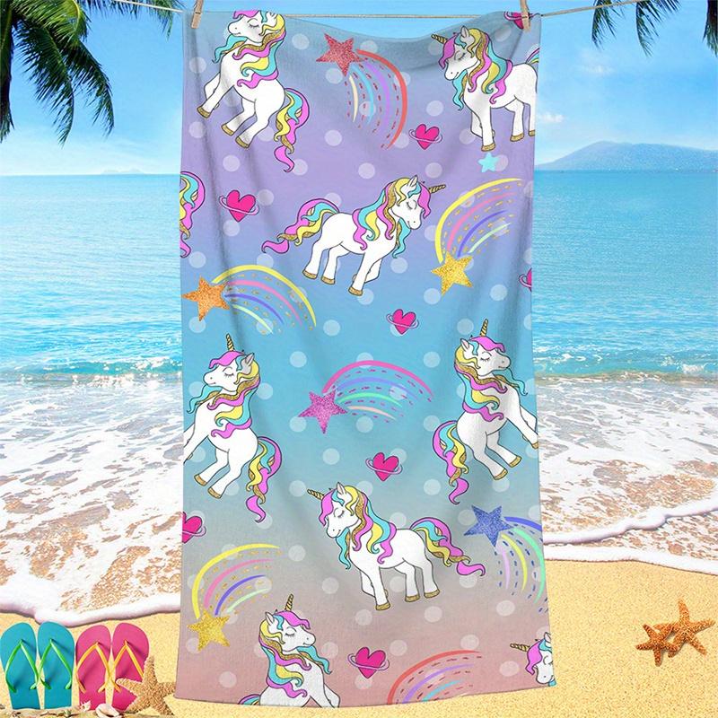 

Beach Towel Unicorn Color Pattern Sun Protection Windproof Suitable For Swimming Pool Camping Travel Blanket W30*H60(CM)