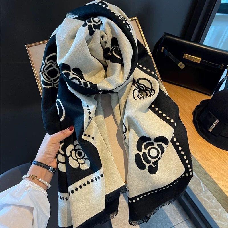 New Classic High End Camellia Scarf for Women Warm Student Decorative Gift Shawl Versatile