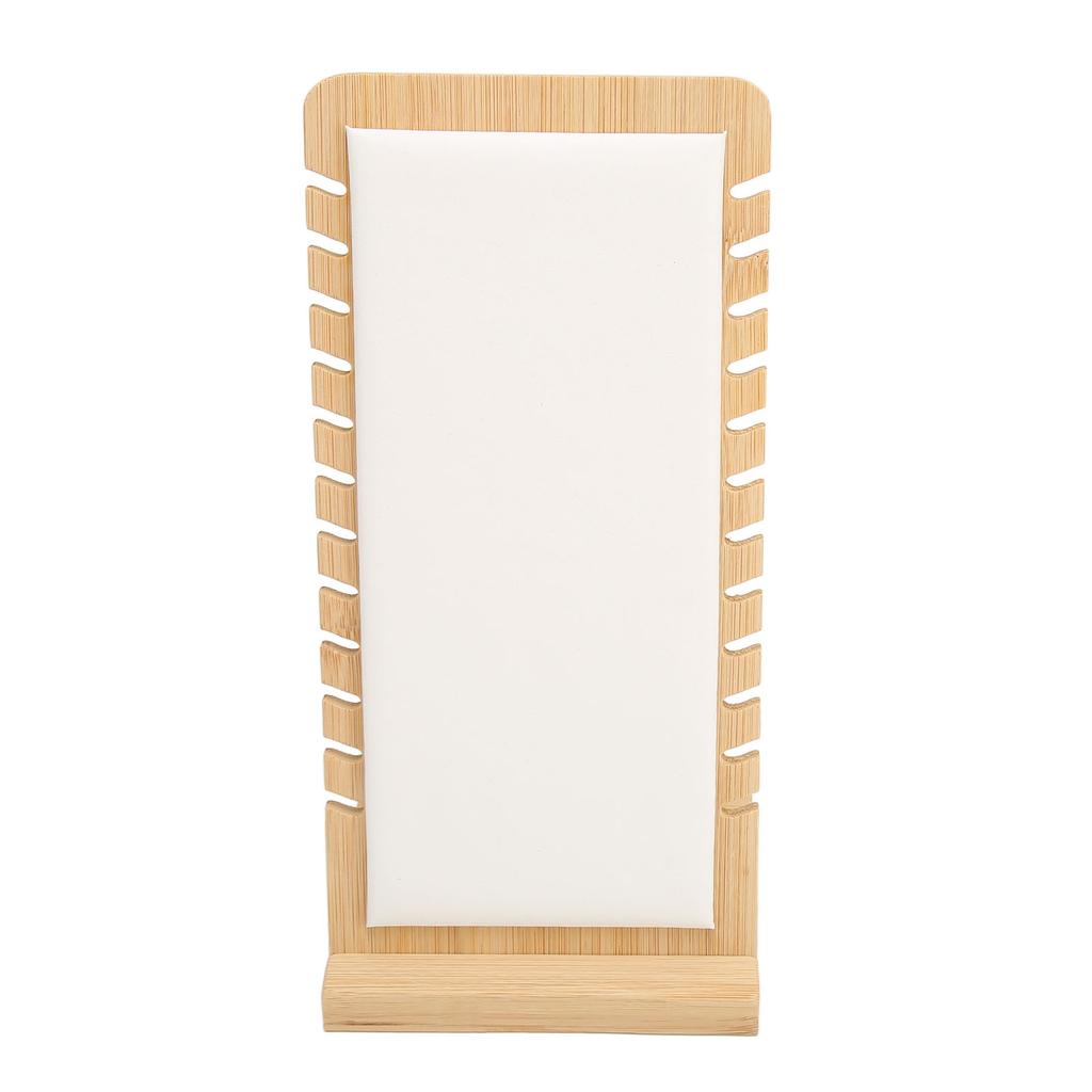 12 Slot Bamboo Necklace Display Stand White PU Panel Vertical Freestanding Jewelry Display Holder