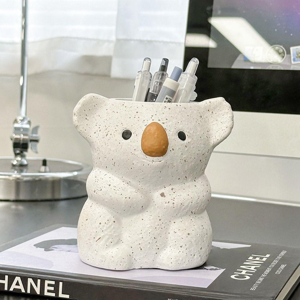 Plastic Koala Storage Box Multi-function Makeup Brush Cylinder Koala Pen Holder  Office
