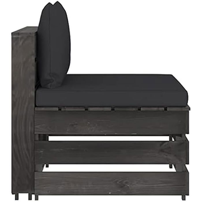 Canapé d'angle Sectionnel - VIDAXL - Bois Imprégné - Noir et Gris - Réversible - Fixe