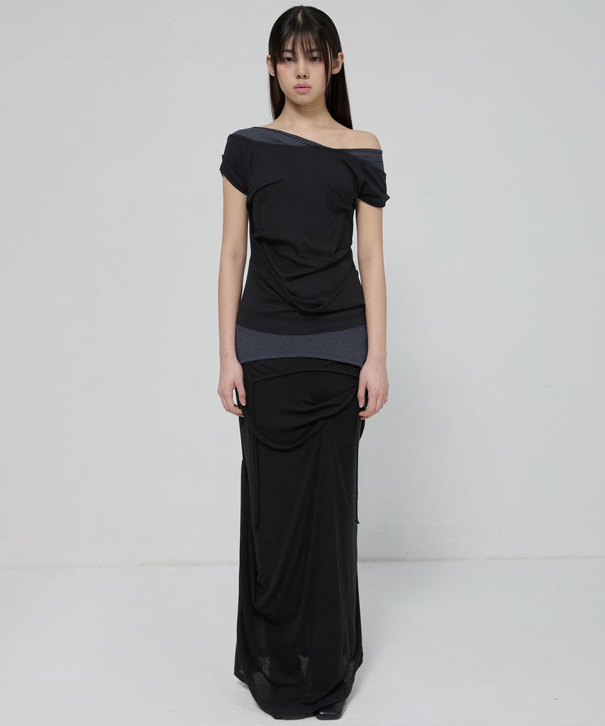 Peulleeoeob 2-Layered Top (Fl-141_Black&Charcoal)