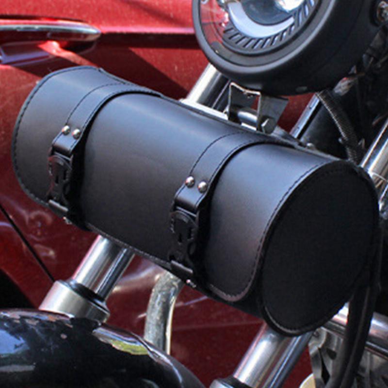 Motorcycle Tool Bag PU Leather Front Fork Handlebar Saddlebag Roll Tail Storage Bag Waterproof Dirty Bikes Saddlebags Tool Pouch