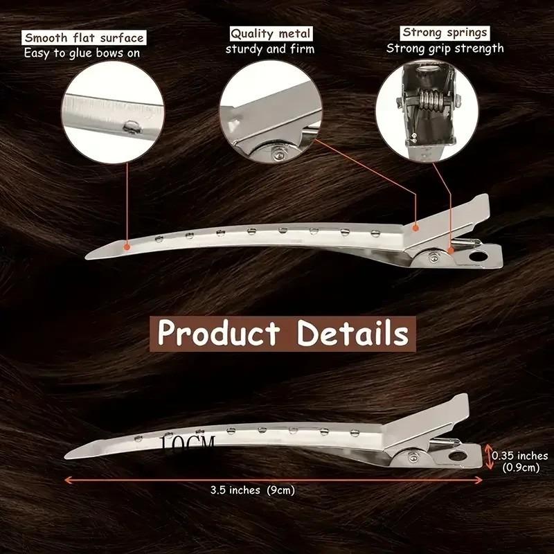 Metal Alligator Duckbill Hair Clips with Holes for Sectioning Styling - Professional Salon Hairdressing Clips for Women