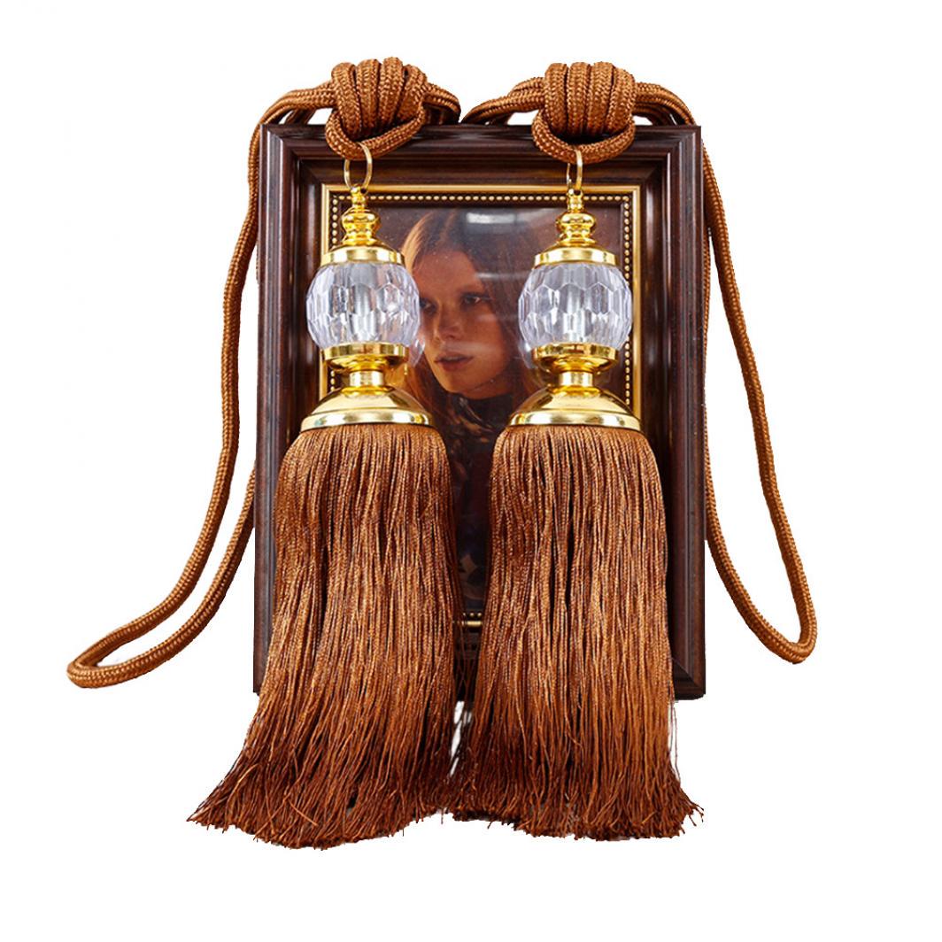 

Европейский искусственный кристалл, 1 пара кисточек, веревка с бахромой, занавеска, декор для окна, шторы кофейный