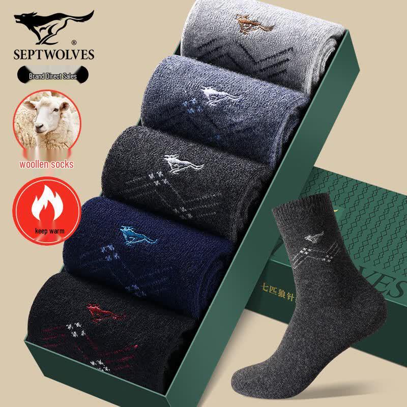 SEPTWOLVES Men's Thermal Wool Blend Mid-Calf Socks