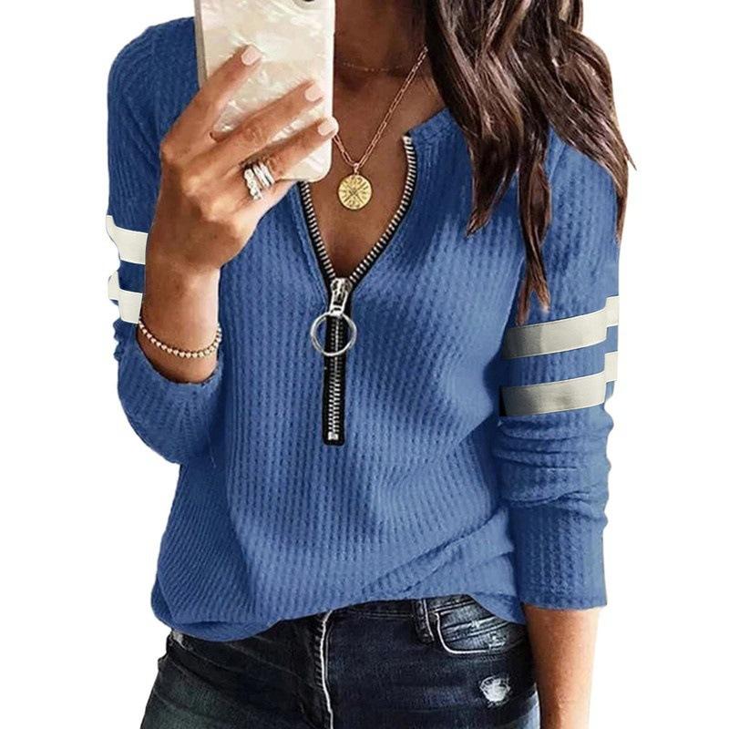 2026 Europe and The United States Women's Zipper V-neck Sweater