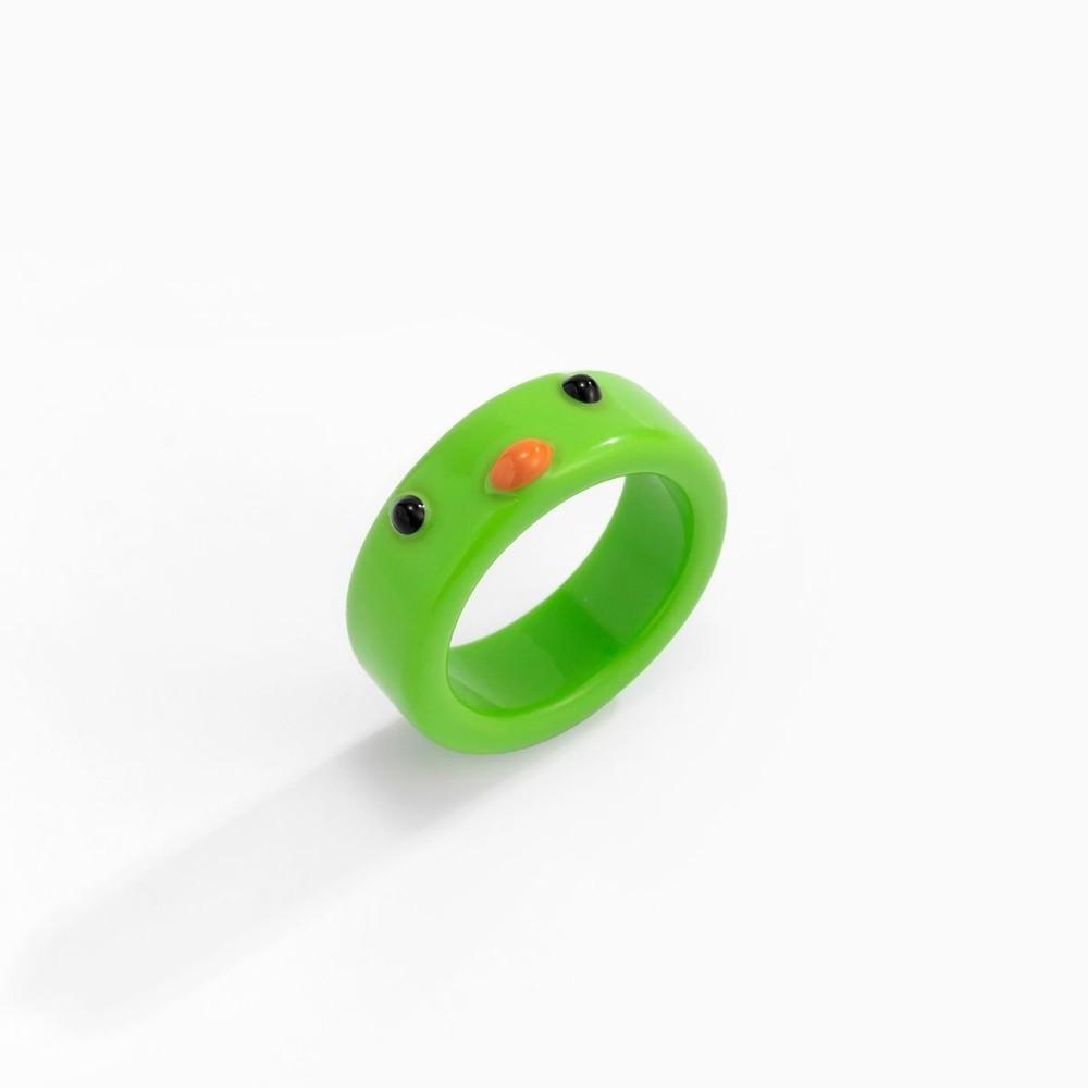 Geometric Korean Colorful Contrast Women Chick Fashion Jewelry Acrylic Frog Finger Rings Resin Ring