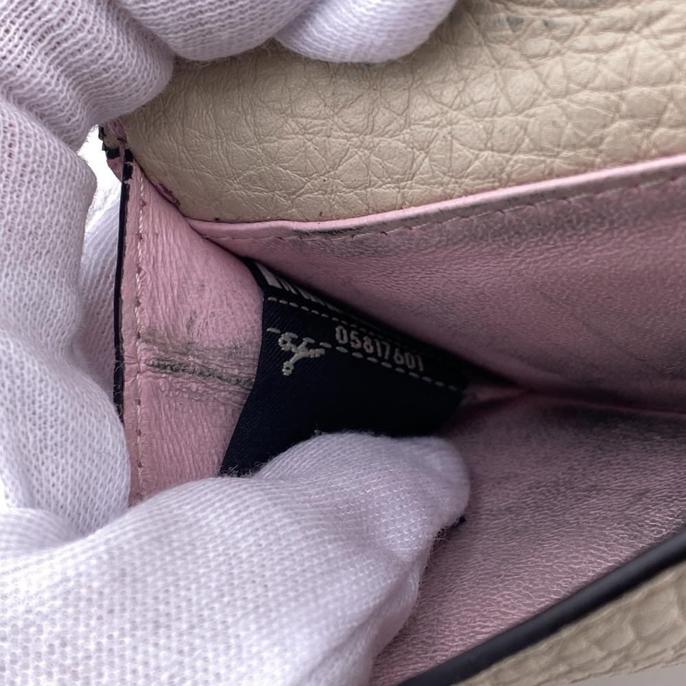 FENDI Compact wallet Celeria leather Tri-fold wallet beige leather Women Used