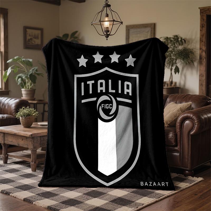 Italy National Football Team Print Flannel Blanket Soft Warm Sofa Bed Throw Blanket For Home Office Bedroom