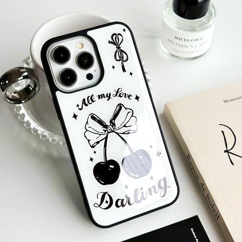 Epoxy Resin Epoxy Phone Case Compatible and Suitable for huawei iPhone15 14 13mini/12/11promax/xsmax/xr 7/8plusSE Cartoon Cherry