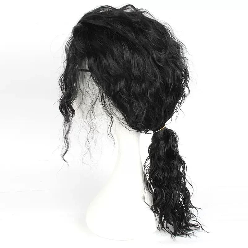 Anime Michael Jackson Cosplay Michael Cosplay Zwarte Pruik Michael Rolspel Middellang Krullend Zwart Haar Pruik Halloween Cos Pruiken One Size black