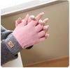Half finger flip gloves winter ladies cute fleece cold-proof warm wool knitted autumn and winter dew fingers