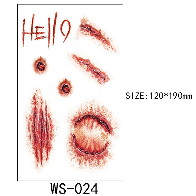 Halloween Tetovací samolepka Rána Jizva Horor Zábavný Kostýmová párty Samolepka na obličej Tetování