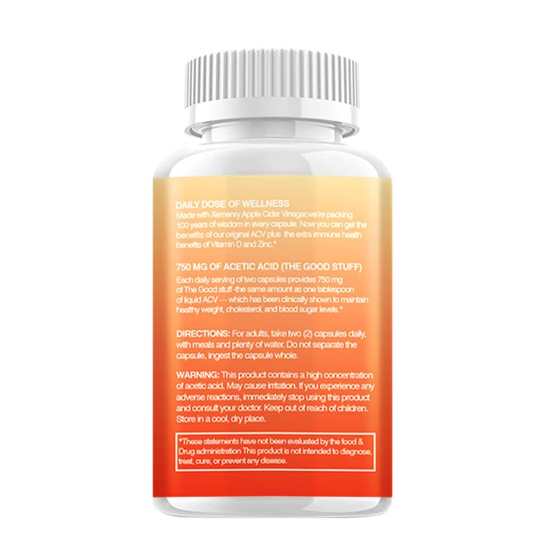 Premium apple cider vinegar capsules, each containing 1877 mg, gentle and easily absorbed, suitable for both men and women.