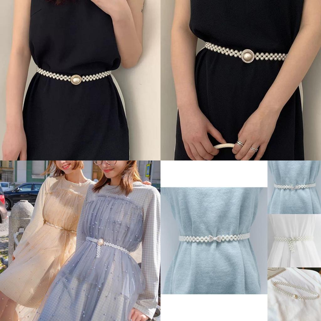 Fashionable Pearl Waist Belt For Dresses With Chic Elastic Design And Trendy Korean Style