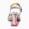 Johnature Women's Summer Shoes Genuine Leather Painted Retro Contrast Comfortable High Heeled Sandals