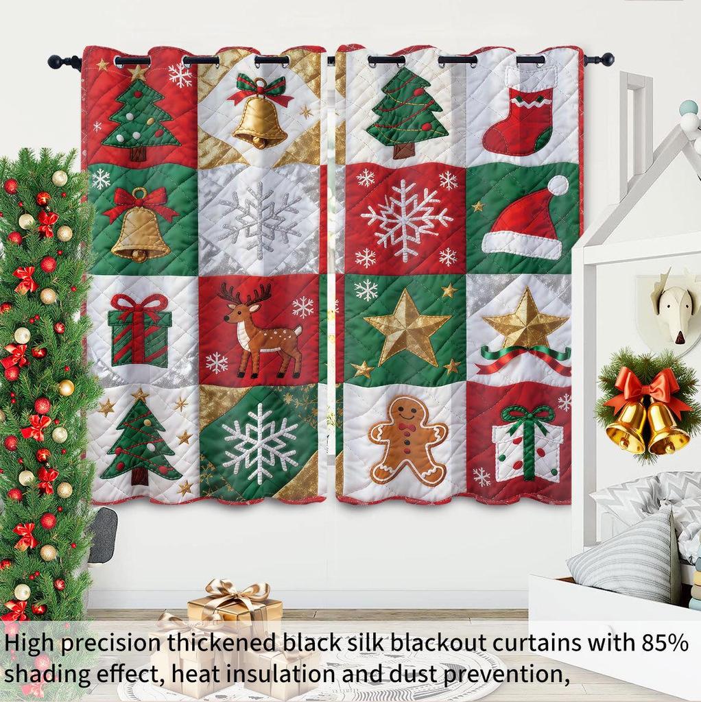 Gingerbread Man 3D Christmas Blackout Curtains - High-Precision Polyester Sun Protection
