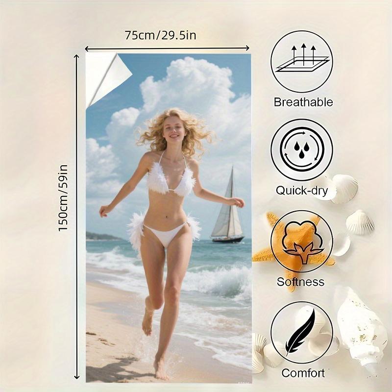 Bikini Beauty Pattern Beach Towel Soft Microfiber Quick Dry Sand Free for Swimming Yoga Camping Travel