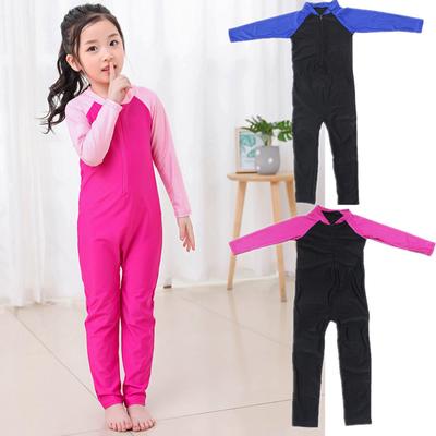 Children's Sports Swimsuit One Piece Long Sleeve Swimwear for Girls Boys UV Protect Swimming Suit  Bath Clothes