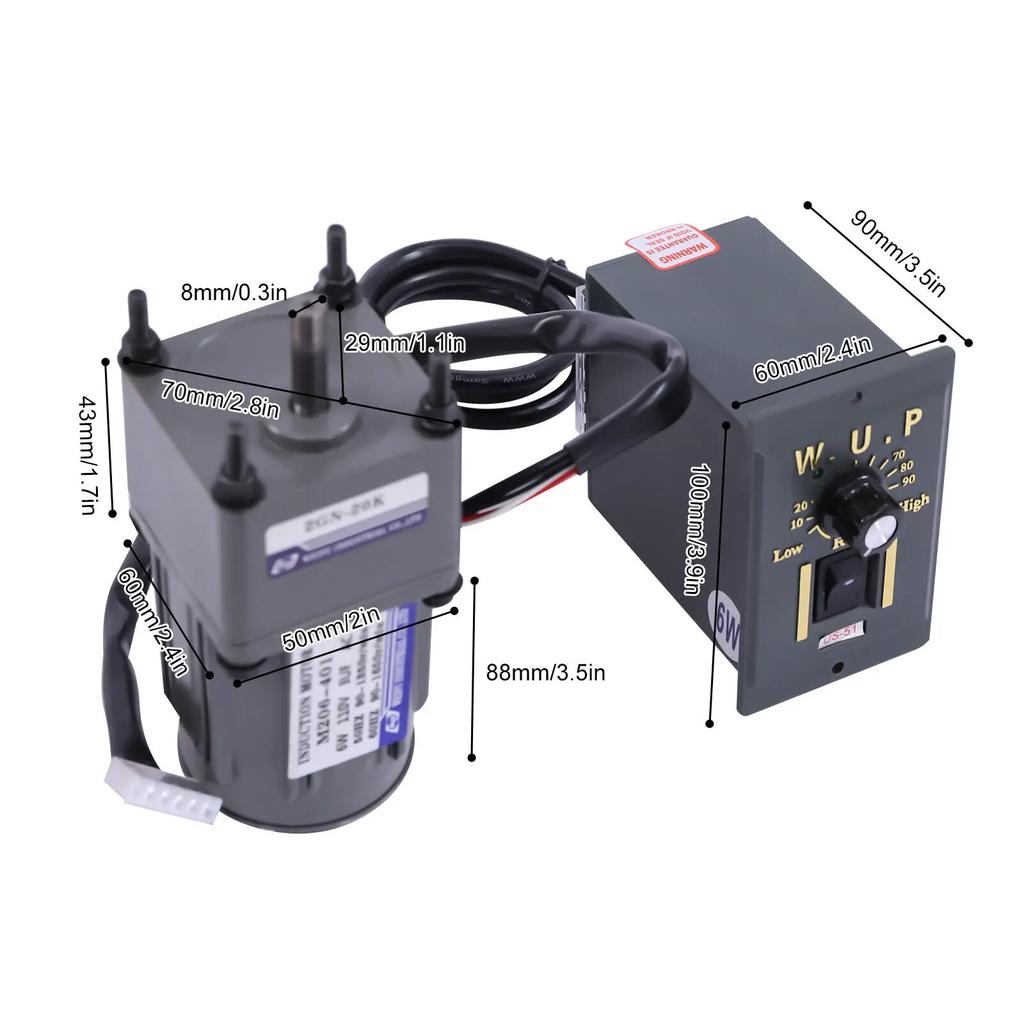 110V Gear Motor Speed Controller Adjustable 0-68RPM 20K Reduction Ratio Industrial Use