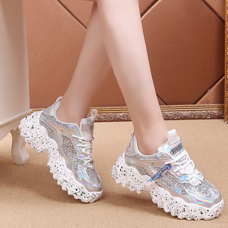 Wholesale Women Casual Footwear High Platform Sneakers Thick Sole Wedge Shoes for Ladies