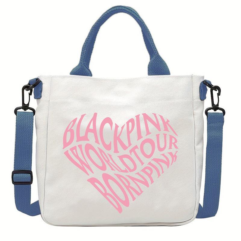 Rose Lisa Jennie Jisoo Printed Crossbody Bag Casual Canvas Shoulder Bags
