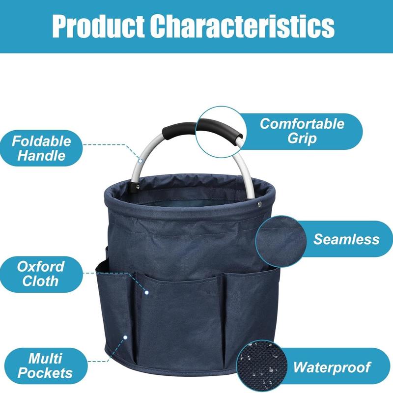 Portable Cleaning Caddy 17L Foldable Cleaning Bucket with Handle Organizer Bag for Towels Cleaning Tools Bathroom Kitchen Home