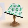 Fisherman's hat Children wear double-sided printing, simple, fresh, green, fashionable and versatile to show the face, young students, sunshade basi