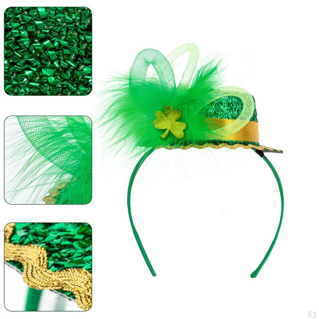 ST. Patricks Day Headband Feather Hat Dress Up Headdress Hair Band Hoop Shamrock