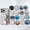Marble Pattern Crystal Glass Phone Holder Foldable mobile phone Socket Crystal Glass phone grips 5