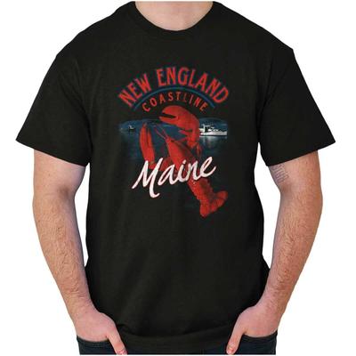 New England Coastline Maine Lobster ME Gift Womens or Mens Crewneck T Shirt Tee