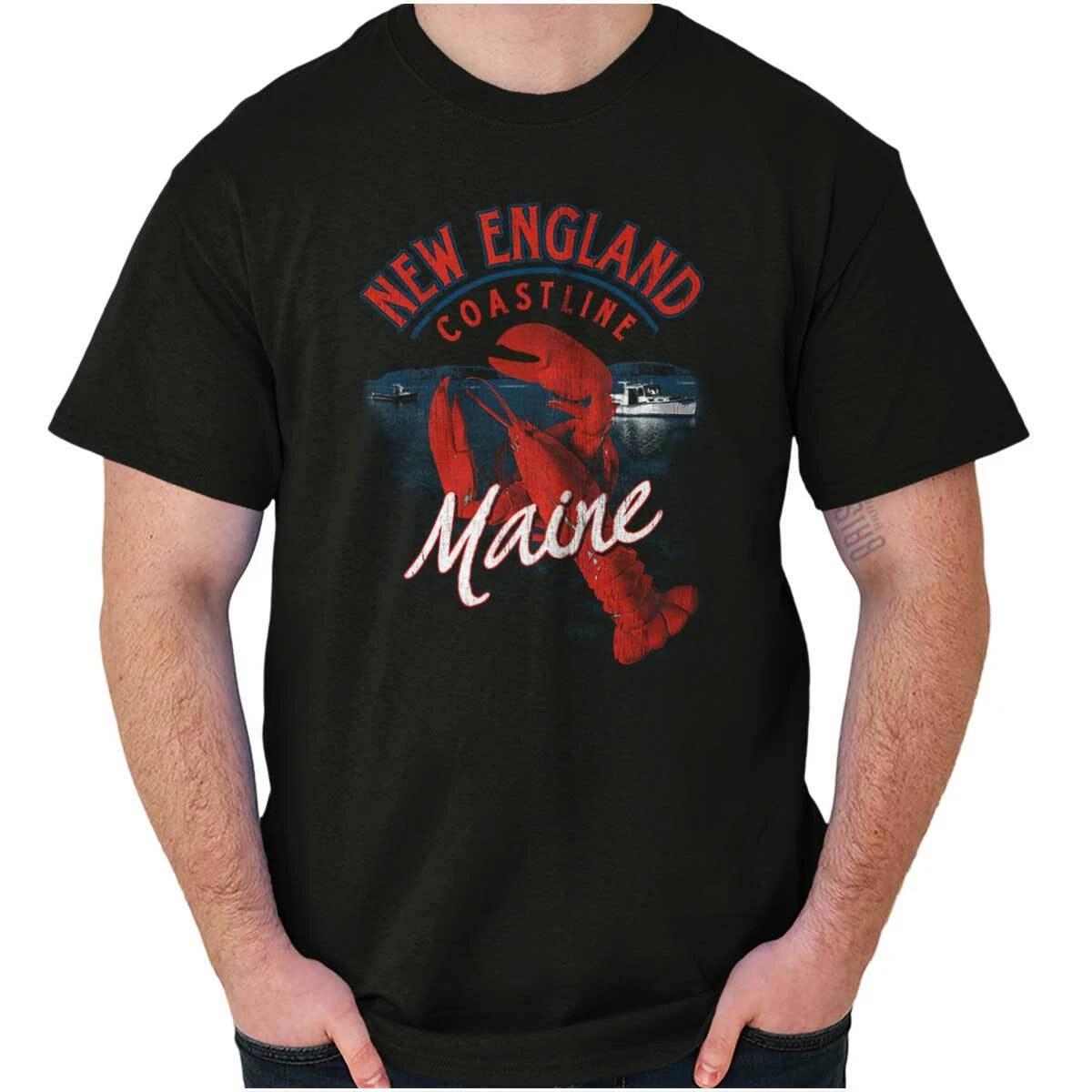 New England Coastline Maine Lobster ME Gift Womens or Mens Crewneck T Shirt Tee XXXL
