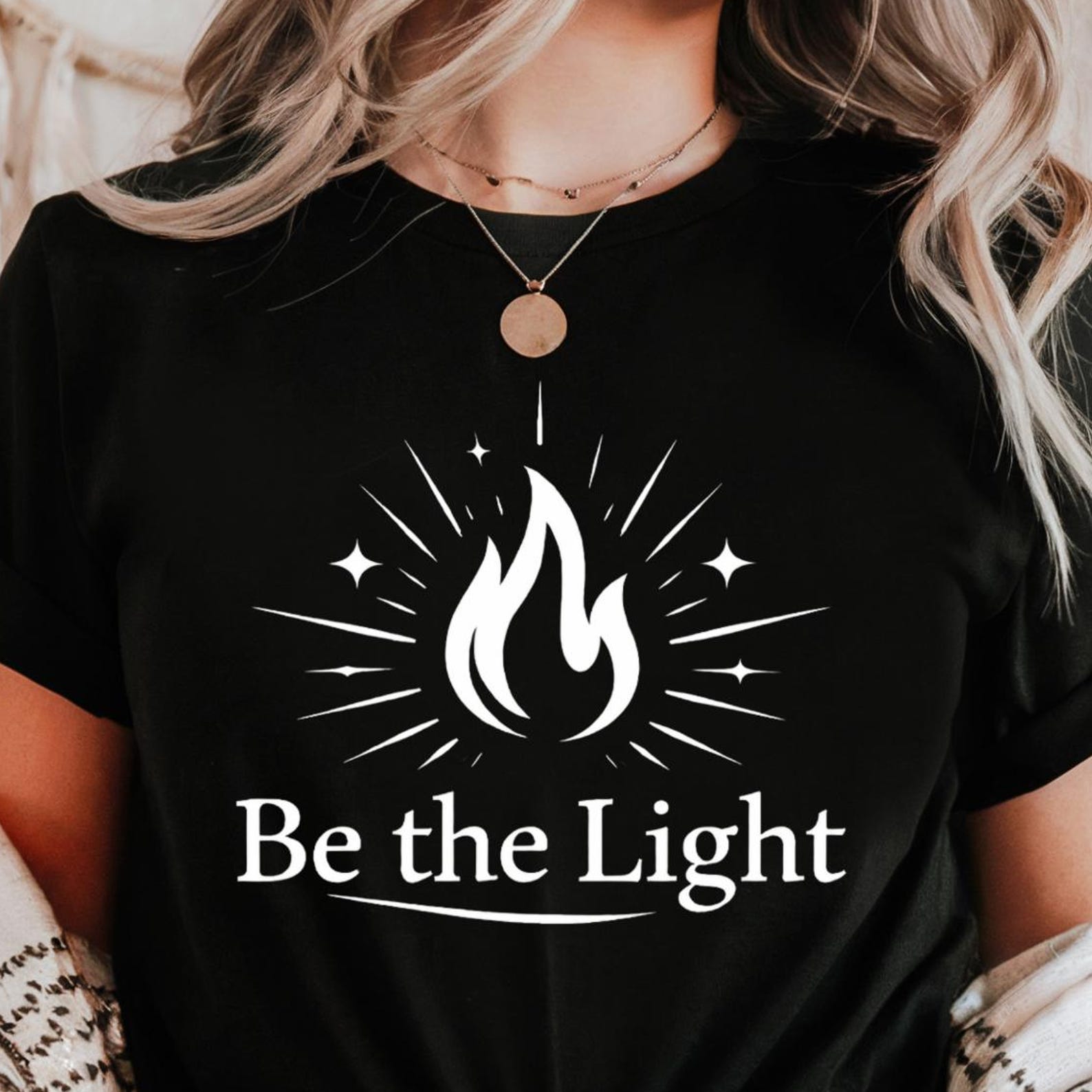 Be the Light Shirt | Minimal Flame Tee | Inspirational Quote Design 2XL