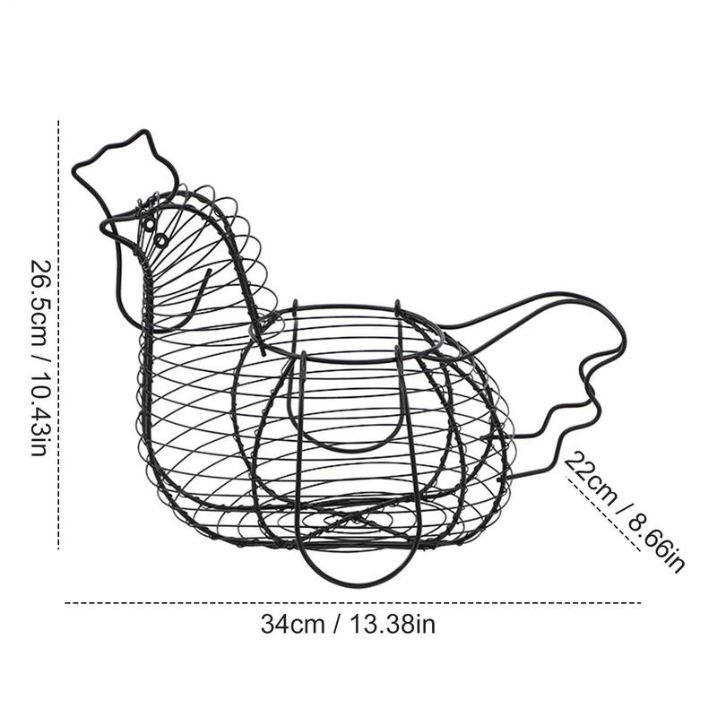 Cesto per Uova per Raccogliere Uova a Forma di Gallina Cesto per Uova in Filo di Ferro Grande Capacità Cesto Pratico per Raccogliere Cibo Uova