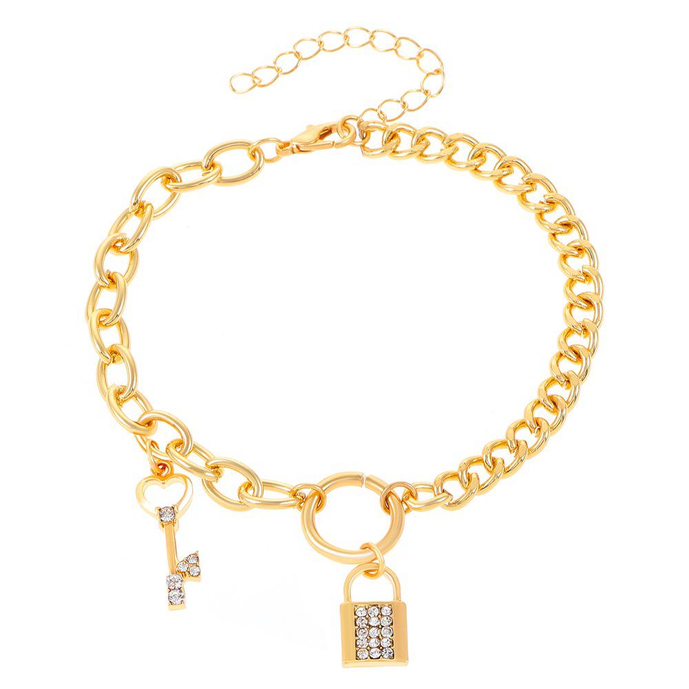 European & American Punk Style Multi-Layer Necklace with Lock Pendant