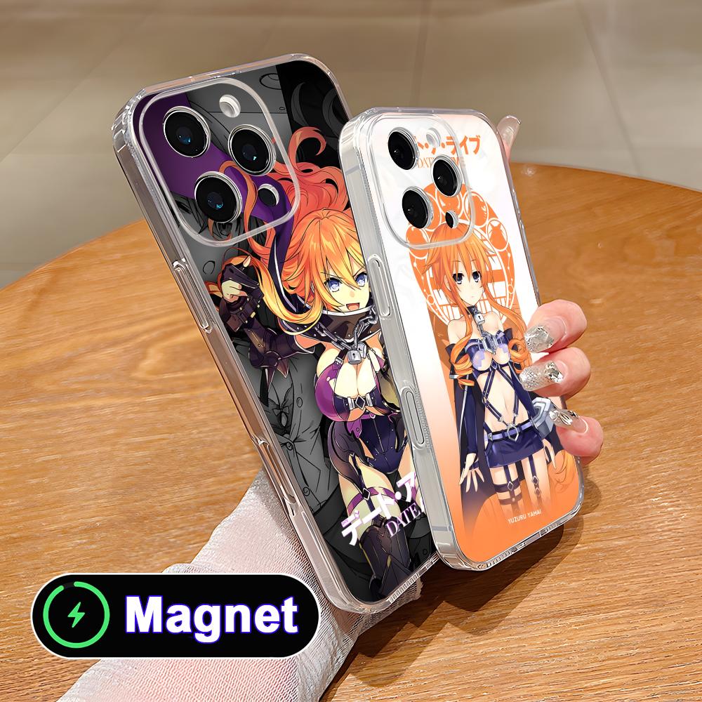 Date a Live Yamai Kaguya Clear Magsafe Mobile Phone Case for iPhone 17 16 15 14 13 12 11 Air Pro Max Plus Mini Colorful Cover