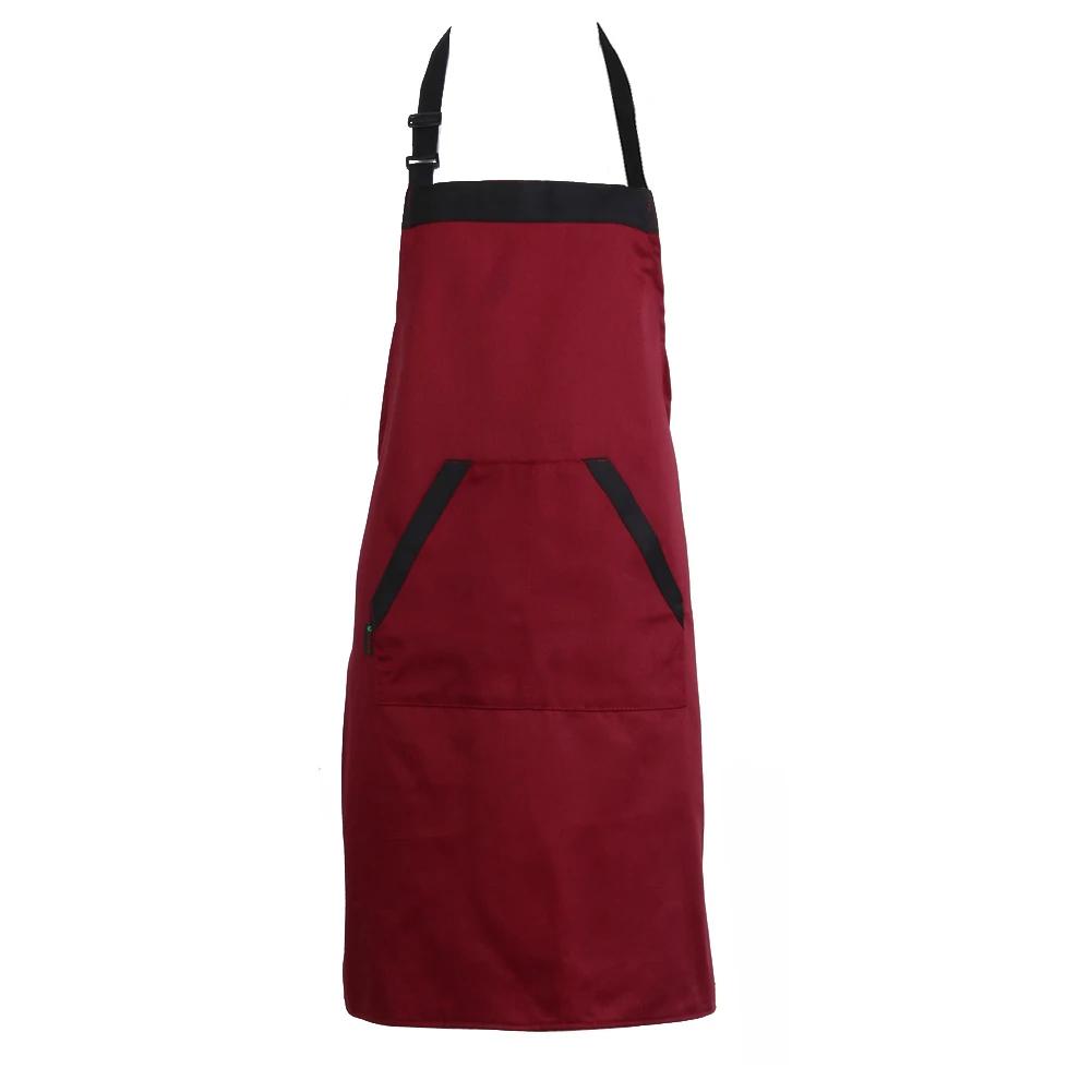 Women Bib Apron Waist Kitchen Restaurant Cooking Pocket Polyester Dress Oil Resistant Household Kitchen Cleaning Tool