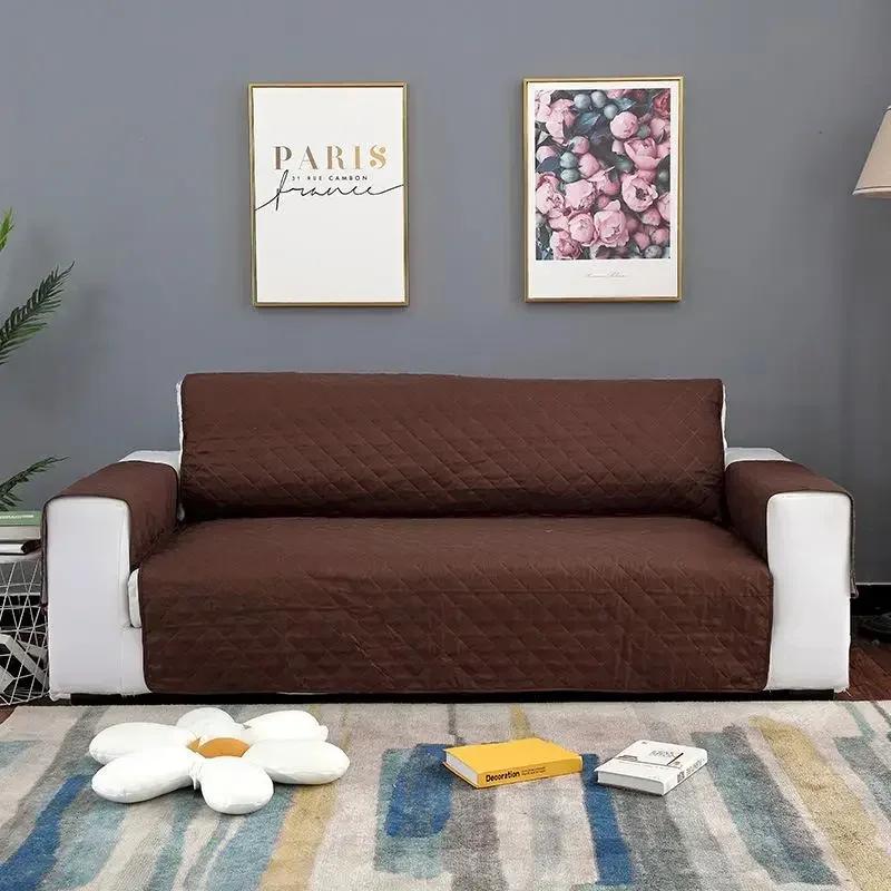 Hot Reversible Quilted Diamond Grid Sofa Mat Waterproof Solid Color Furniture Protective Cover Household Non Slip Couch Cushion