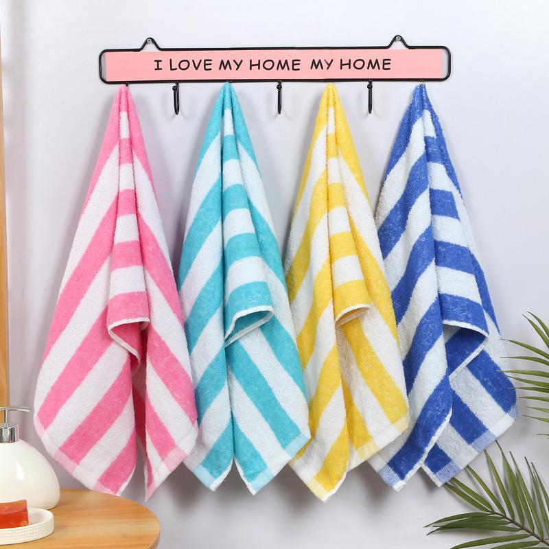 Pure Cotton Face Towel Quick-dry Coral Stripe Bath Towel Sets for Home Cotton Stripe Design Towel